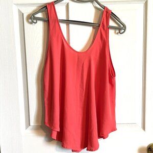 LUSH Womens CAMI TANK BLOUSE Coral ROUND SWOOP NECK Flowy 1193AT